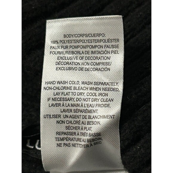 Lucky Brand Winter Faux Fur Pom Pom Hat Brown Rib Knit - Picture 8 of 9